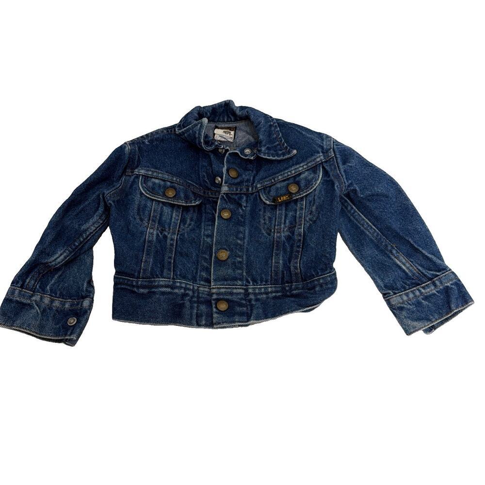 Vintage Lee Denim Jacket Youth 4 Trucker Blue 80s 90s Dark Wash Jean